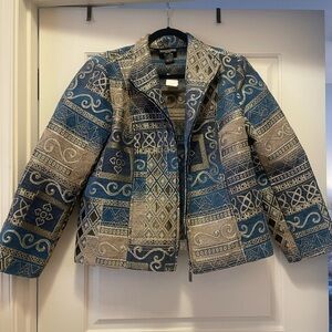 Vintage Geometric Blue and Tan Blazer